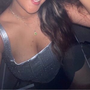 Elegant Silver Women's Top